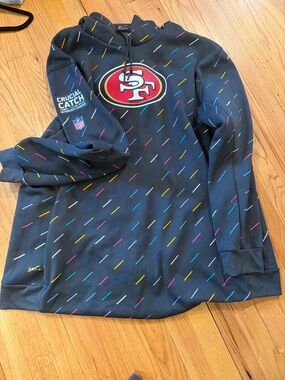 Nike Navy San Francisco 49ers Hooded Pullover with Multicolor Dash
